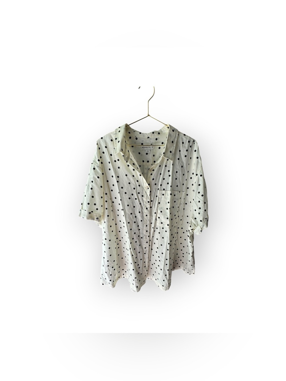 Ava & Viv Black Polka Dot Button-Up on Cream